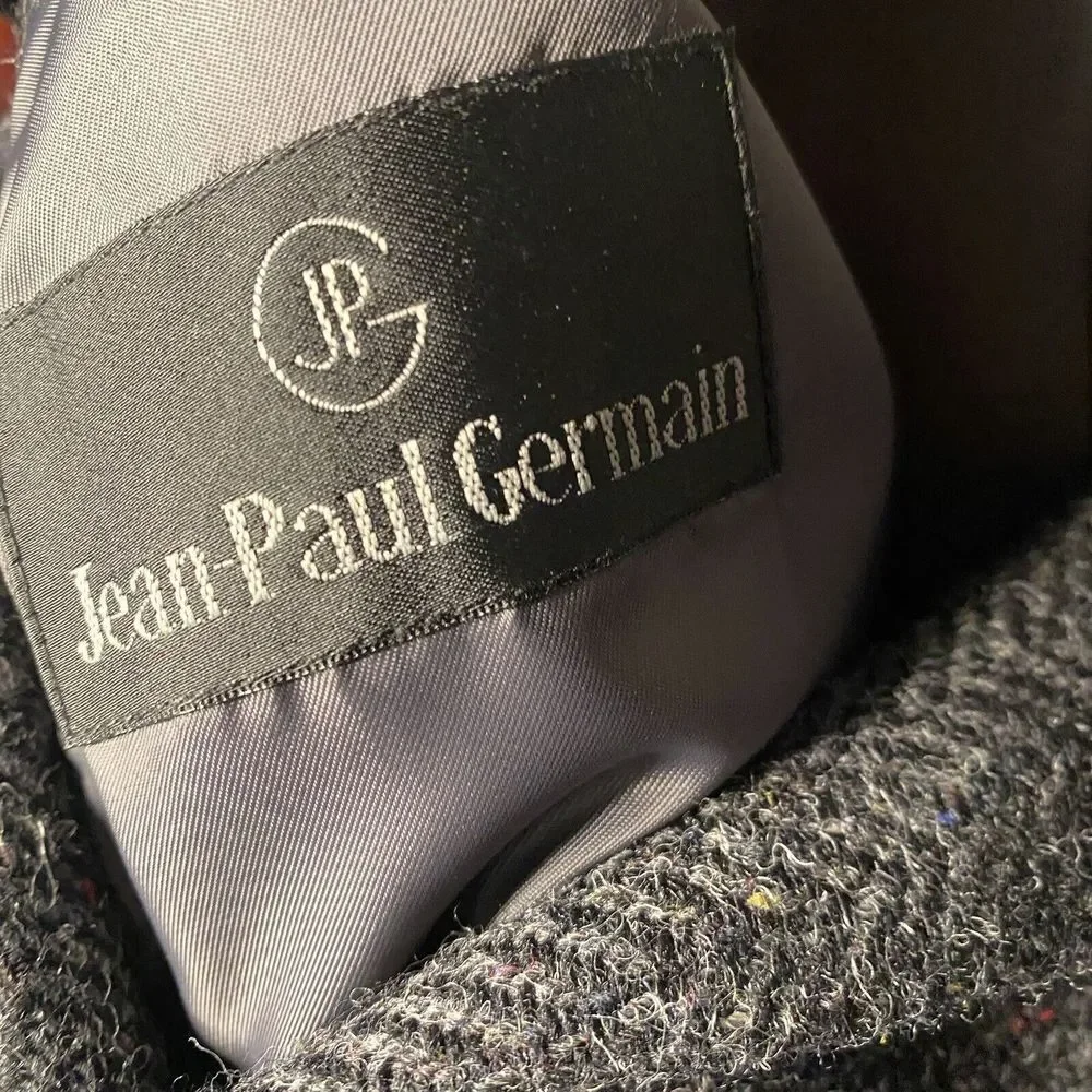 JEAN PAUL GERMAIN Mens Black Gray Wool Tweed Sport Coat Blazer JACKET Size 44 R